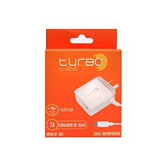 Cargador Rápido 2A Send Turbo Con Cable + 1 USB Negro