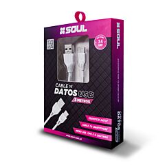 Cable Tipo C 3.4A 3 Metros Soul Blanco